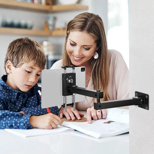 Alt view image 5 of 5 - GSRUAN Tablet Wall Mount Bracket for 7-13 inch Tablets, Anti-Theft Adjustable Stand Holder for Exhibition Halls, Meeting Rooms, Classroom, Supermarket, etc.