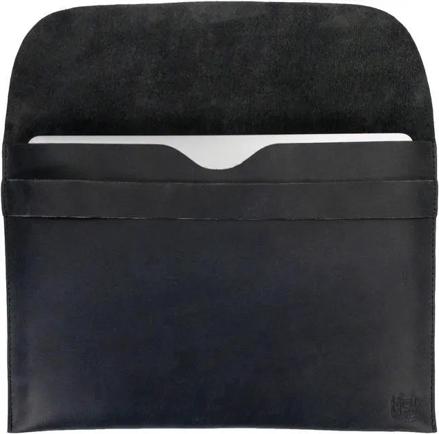 Alt view image 4 of 5 - Hide & Drink, Rustic Case Compatible with MacBook Air/Pro 13 Inch with M1 Chip, Handmade from Full Grain Leather (Charcoal Black)