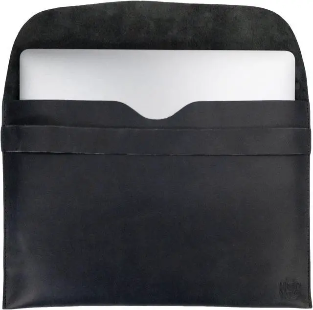 Alt view image 5 of 5 - Hide & Drink, Rustic Case Compatible with MacBook Air/Pro 13 Inch with M1 Chip, Handmade from Full Grain Leather (Charcoal Black)