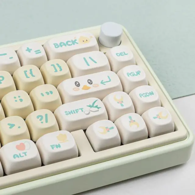 Alt view image 2 of 5 - Hyekit PBT Keycaps for Mechanical Keyboard - 143 Keys Picnic Duck Keycaps, Dye-Sublimation Cute Keycaps MOA Profile Custom Keycaps for Cherry Gateron MX Switches, for Mac Windows PC Keyboard