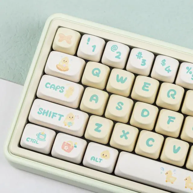 Alt view image 3 of 5 - Hyekit PBT Keycaps for Mechanical Keyboard - 143 Keys Picnic Duck Keycaps, Dye-Sublimation Cute Keycaps MOA Profile Custom Keycaps for Cherry Gateron MX Switches, for Mac Windows PC Keyboard