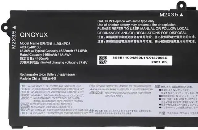 Alt view image 2 of 3 - QINGYUX L20M4PD3 L20L4PD3 SB11C04260 SB11C04262 5B11C04261 Laptop Battery Compatible with Lenovo Legion S7-15ACH6 S7-16IAH7 S7-16ARHA7 / ThinkBook 16p G2 ACH/ThinkBook 16p G3 ARH Series Notebook