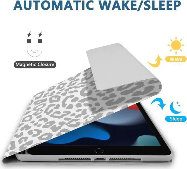 Alt view image 5 of 5 - TopPerfekt for iPad 9th Generation Keyboard Case 10.2inch 2021, Magnetically Absorbent, Auto Sleep/Wake, Pencil Holder for iPad 8th Gen 2020, 7th Gen 2019, Air 3rd, pro 10.5inch - Grey Leopard