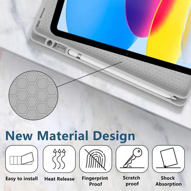 Alt view image 4 of 5 - TopPerfekt for iPad 9th Generation Keyboard Case 10.2inch 2021, Magnetically Absorbent, Auto Sleep/Wake, Pencil Holder for iPad 8th Gen 2020, 7th Gen 2019, Air 3rd, pro 10.5inch - Grey Leopard