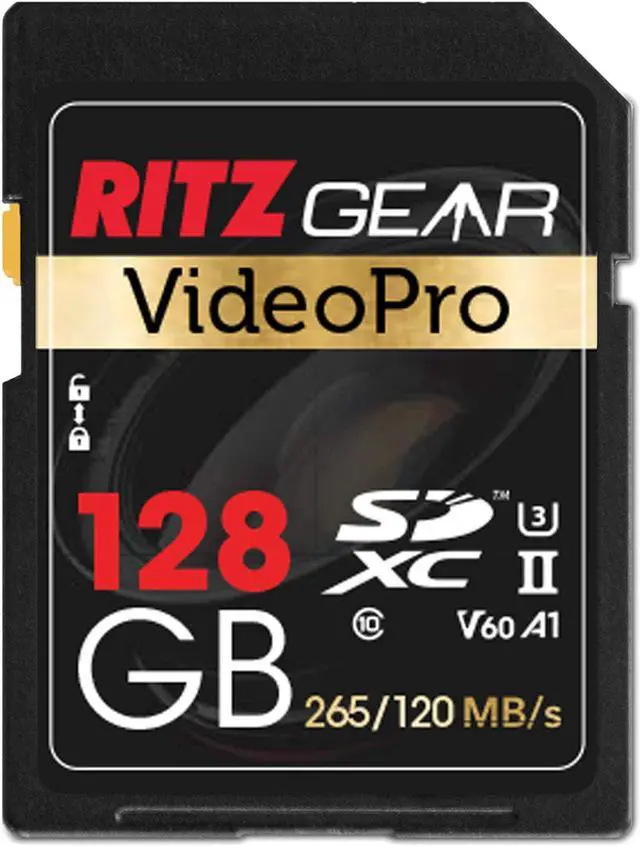 Alt view image 2 of 2 - Ritz Gear Extreme Performance Video Pro 128GB 4K 8K Ultra HD SDXC U3 V60 A1 Memory Card 10-Pack (Read 265mb/s, 120mb/s Write)