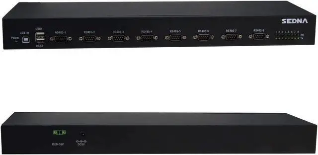 Alt view image 3 of 5 - SEDNA - USB to 8 Port Serial Hub with 2 USB 2.0 Port - Com Port Retention - 1U 19 Inch Rack Mount