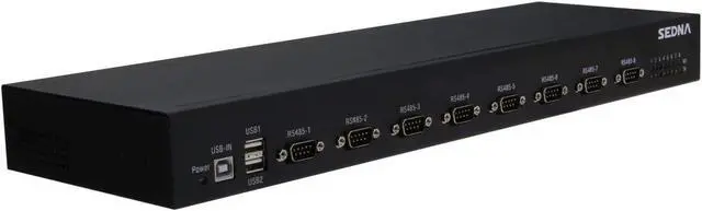 Alt view image 4 of 5 - SEDNA - USB to 8 Port Serial Hub with 2 USB 2.0 Port - Com Port Retention - 1U 19 Inch Rack Mount