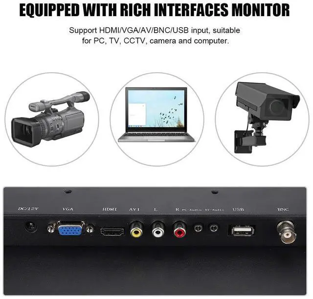 Alt view image 3 of 5 - Dpofirs 15inch 4:3 Display, 1024x768 Embedded Industrial, Metal Industrial Display Non-Touch Monitor, for HDMI/VGA/AV/BNC/USB,for PC/TV/CCTV/Computer/Camera(US)