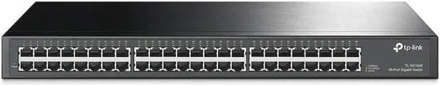 Main image of TP-Link 48 Port Gigabit Ethernet Switch | Plug and Play | Sturdy Metal w/ Shielded Ports | Rackmount | Fanless | Traffic Optimization | Unmanaged (TL-SG1048) , Black