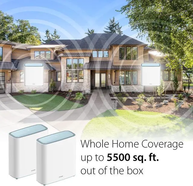 Alt view image 2 of 5 - D-Link Eagle Pro AI AX3200 Mesh WiFi 6 System- 2 Pack- 8-Streams, 802.11ax Router, Dual Band, OFDMA, MU-MIMO, Voice Control with Google Assistant and Amazon Alexa, (M32/2)