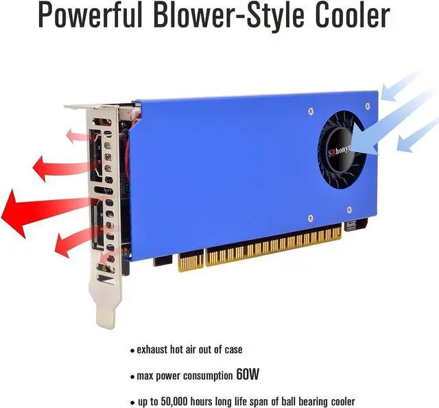 Alt view image 5 of 5 - SRhonyra GTX 1050 Ti 4GB Low Profile Video Card GDDR5 Dual Monitor Display Graphics Card 128 Bit HDMI and DisplayPort Displays PCIe 3.0 x16 Bus Powered Support HDCP 2.2