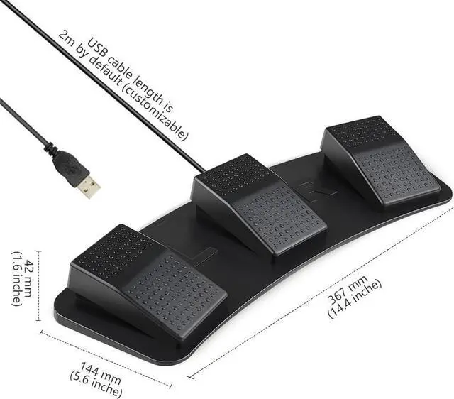 Alt view image 2 of 5 - PCsensor Foot Pedal PC Triple Foot Switch Programmable Keyboard Customized Hotkey Video Game Office Equipment Control HID