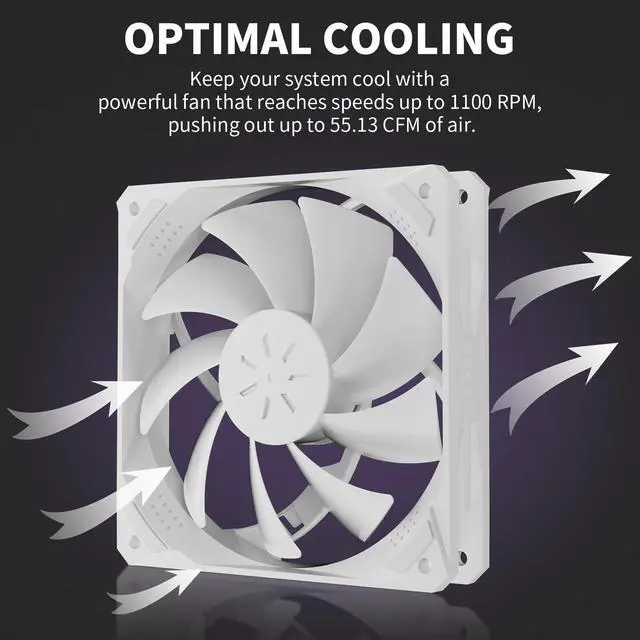 Alt view image 2 of 5 - upHere 120mm White ARGB Computer Case Fans (6 Pack), Motherboard Sync, High Airflow, Speed Adjustable, Low Noise Hydraulic Bearing, Up to 40,000 Hours Life, NT1206-6