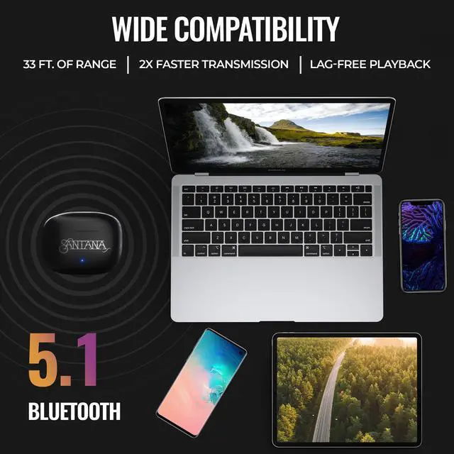 Alt view image 4 of 5 - Mambo by Carlos Santana, True Wireless Earbuds Bluetooth Headphones with Charging Case, Bluetooth Earbuds with Voice Isolating Microphone, Deep Bass Stereo Headsets for Sports & Gaming (Black)