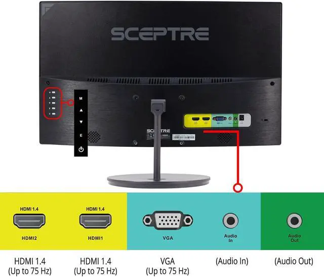 Alt view image 5 of 5 - Sceptre Curved 24-inch Gaming Monitor 1080p R1500 98% sRGB HDMI x2 VGA Build-in Speakers, VESA Wall Mount Machine Black (C248W-1920RN Series)