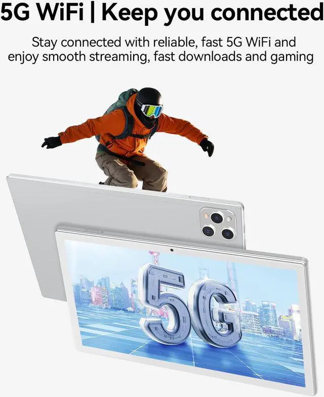 Alt view image 5 of 5 - ANTEMPER Tablet, 10 Inch Android Tablet with 128GB ROM, 16GB RAM(Up to 2 TB), Octa-Core Processor, 5G WiFi Tableta, with Keyboard Mouse Case, 13MP+8MP Camera, IPS Touchscreen 8H Battery, Silver