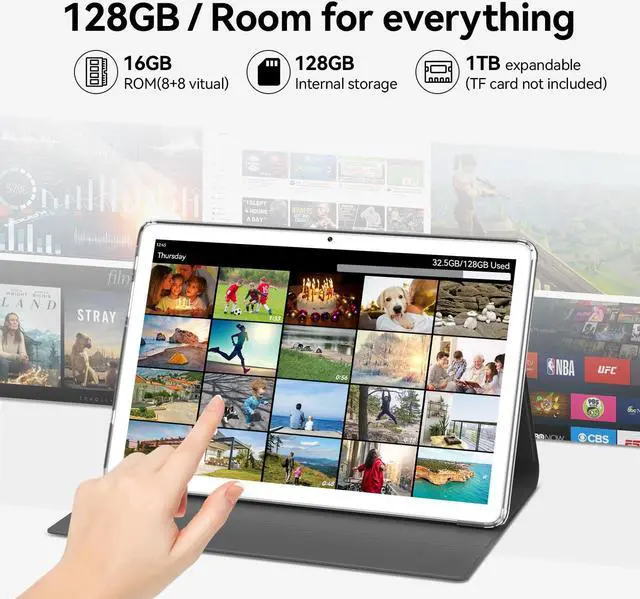 Alt view image 3 of 5 - ANTEMPER Tablet, 10 Inch Android Tablet with 128GB ROM, 16GB RAM(Up to 2 TB), Octa-Core Processor, 5G WiFi Tableta, with Keyboard Mouse Case, 13MP+8MP Camera, IPS Touchscreen 8H Battery, Silver