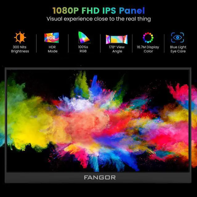 Alt view image 2 of 5 - FANGOR 2 Pack Portable Monitor, 15.6" FHD 1080P Travel Monitor for Laptop, Ultra-Slim IPS Computer Gaming Display, USB-C HDMI Screen Extender with Smart Cover for Laptop PC Phone Mac Xbox PS4/5 Switch