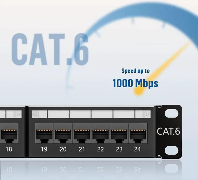 Alt view image 3 of 5 - FGB Patch Panel 24 Port, Cat6 19" Rackmount or Wall Mount RJ45 Patch Panel 1U, Network Patch Panel for Gigabit Network Switch