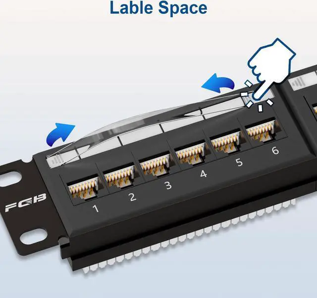 Alt view image 2 of 5 - FGB Patch Panel 24 Port, Cat6 19" Rackmount or Wall Mount RJ45 Patch Panel 1U, Network Patch Panel for Gigabit Network Switch