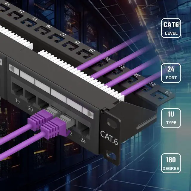 Alt view image 5 of 5 - FGB Patch Panel 24 Port, Cat6 19" Rackmount or Wall Mount RJ45 Patch Panel 1U, Network Patch Panel for Gigabit Network Switch