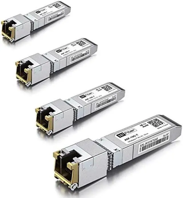 Main image of 4 Pack 10Gb SFP+ to RJ45 Module, 80 Meter, 10Gbase-T Ethernet SFP+ Copper Transceiver for Cisco, Meraki, MikroTik, Ubiquiti, Unifi, Netgear, D-Link and More, Cat6a/Cat7/Cat8