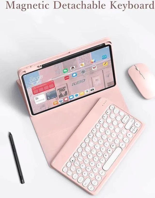 Alt view image 2 of 5 - kaidisen Keyboard Case for iPad Air 13" (M3)/ Air 13" (M2) /iPad Pro 12.9 inch 6th/5th/4th/3rd Generation Case with Keyboard Bluetooth Mouse, Detachable Candy Color Round Key,Pink