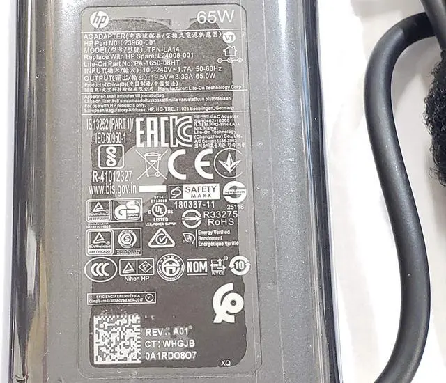 Alt view image 2 of 5 - 65W AC power adapter for HP laptops