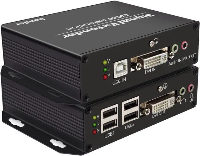 Main image of 4K DVI KVM Extender Over Fiber up to 20KM, DVI Extender Over SingleMode Fiber Optical Transmitter Receiver Over IP Zero Latency, 4 Ports USB2.0, IR Control, Bidirectional RS232 and Audio