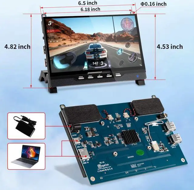 Alt view image 3 of 5 - Magedok 7 Inch HDMI Touchscreen Display Compatible with Raspberry Pi 5,1024x600 Pixel IPS,Sunlight Readable,Built-in SpeakersDriver-Free