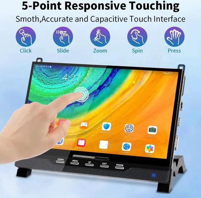 Alt view image 4 of 5 - Magedok 7 Inch HDMI Touchscreen Display Compatible with Raspberry Pi 5,1024x600 Pixel IPS,Sunlight Readable,Built-in SpeakersDriver-Free