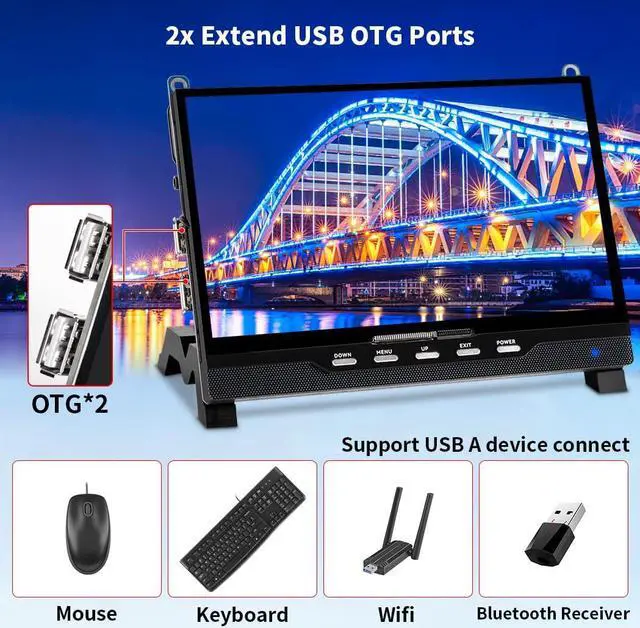 Alt view image 5 of 5 - Magedok 7 Inch HDMI Touchscreen Display Compatible with Raspberry Pi 5,1024x600 Pixel IPS,Sunlight Readable,Built-in SpeakersDriver-Free