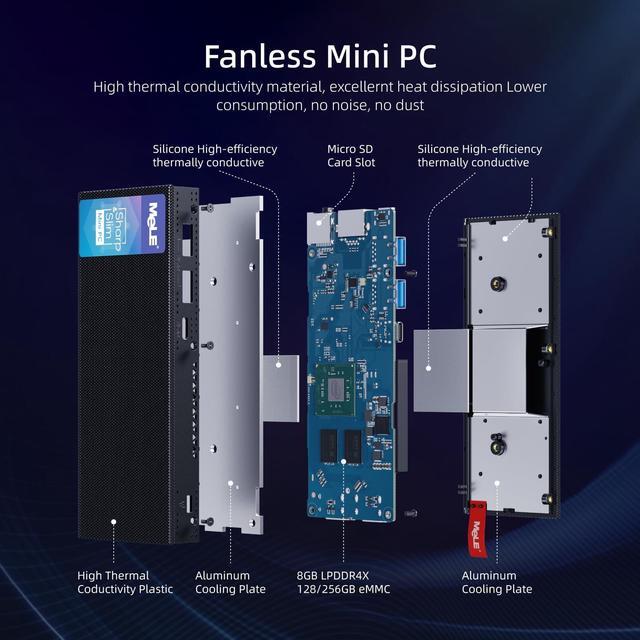 Alt view image 5 of 5 - MeLE PCG02 Pro Fanless Mini PC Stick Alder Lake N100(up to 3.4GHz) Micro PC 8GB 256GB Mini Computers Small Desktop with 2.4G/5G WiFi, Bluetooth, Dual HDMI 4K Display, VESA for Home/Office