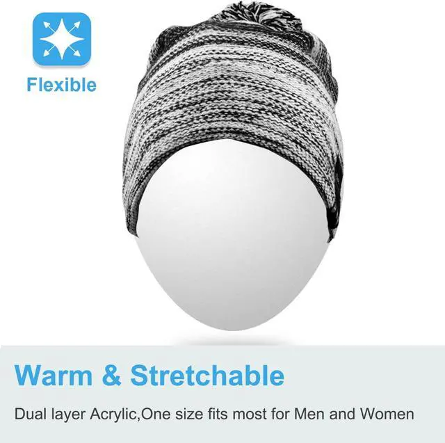 Alt view image 2 of 5 - Rotibox Wireless Bluetooth Beanie Hat Pom Pom Headphone Headset Music Audio Cap for Women Men with Speaker & Mic Hands Free Outdoor Sports - Black