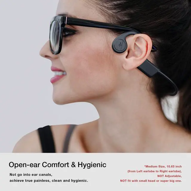Alt view image 3 of 5 - ROPASOMIC Bone Conduction Headphones, 12 Hours Playtime Bluetoeth 5.3 Headset Open Ear Wireless Earphone - IP55 Sweatproof Built-in Mic,Perfect for Running Cycling Hiking Workouts(Black)
