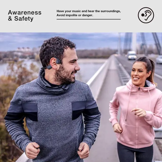 Alt view image 4 of 5 - ROPASOMIC Bone Conduction Headphones, 12 Hours Playtime Bluetoeth 5.3 Headset Open Ear Wireless Earphone - IP55 Sweatproof Built-in Mic,Perfect for Running Cycling Hiking Workouts(Black)
