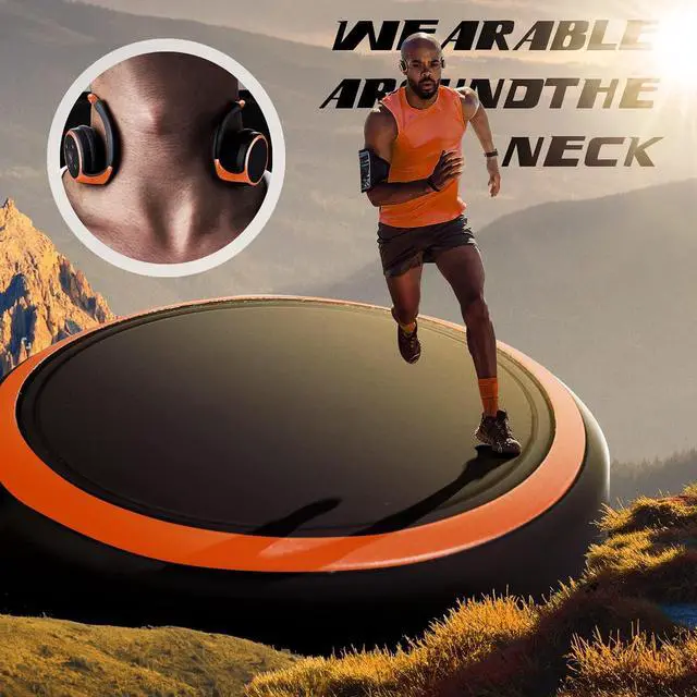 Alt view image 4 of 5 - RTUSIA Small Bluetooth Headphones Wrap Around Head - Sports Wireless Headset with Built in Microphone and Crystal-Clear Sound, Foldable and Carried in The Purse, and 12-Hour Battery Life (Orange)