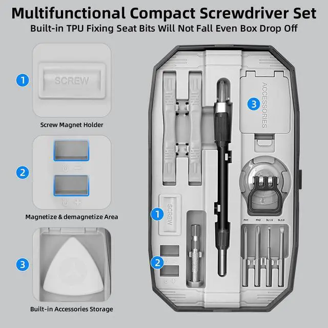 Alt view image 3 of 5 - SHARDEN 153 in 1 Precision Screwdriver Set Computer Tool Kit, Laptop Screwdriver Kit Magnetic Electronic Screwdriver Set for PC, iPhone, Phone, PS5, PS4, Jewelry, Tablet, RC, Xbox Controller Repair