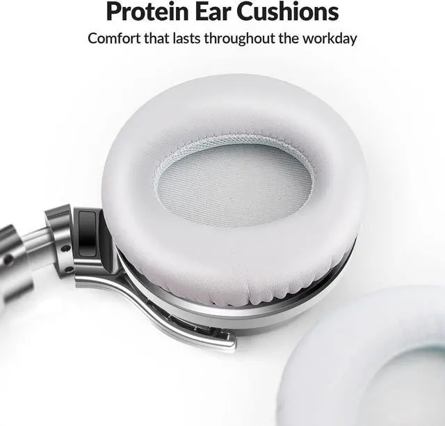 Alt view image 4 of 5 - Silensys E7 Active Noise Cancelling Headphones Bluetooth Headphones with Microphone Deep Bass Wireless Headphones Over Ear, Comfortable Protein Earpads, 30 Hours Playtime for Travel/Work, White