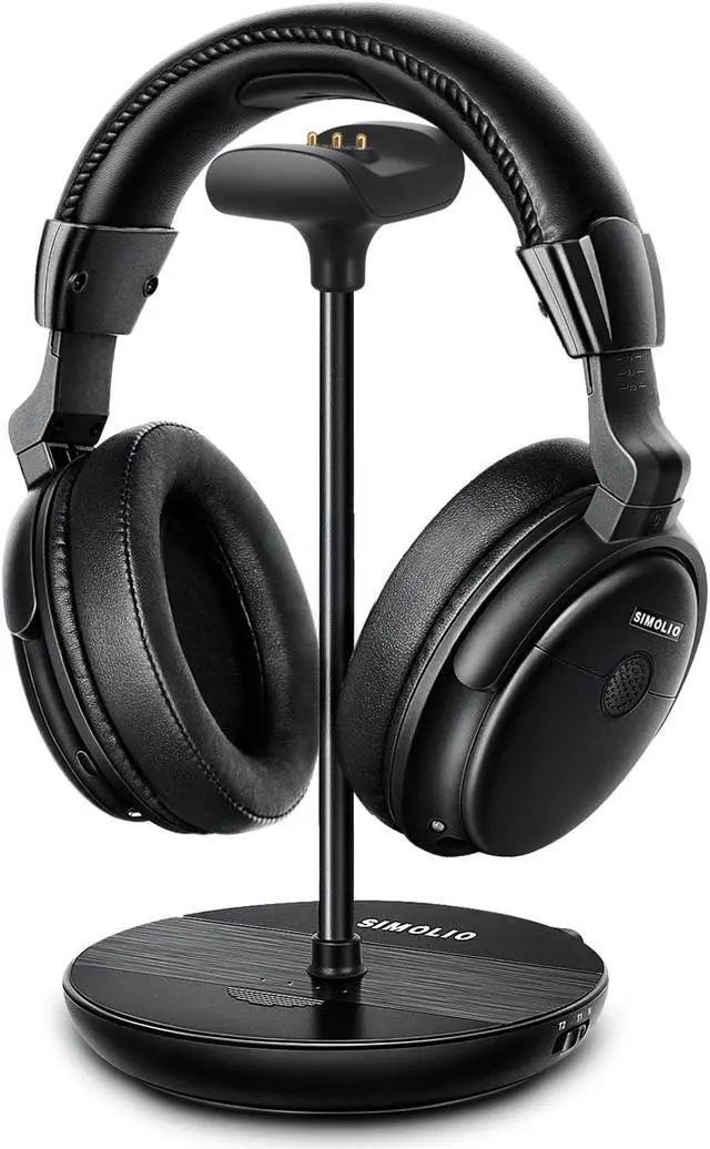 Main image of SIMOLIO Wireless Headphones for TV with Clear Dialog Mode, Boosted Volume & Spare Battery for Seniors, Comfortable TV Watching w/L/R Balance, by-Pass, Charging/Transmitter Stand 2-in-1, No Pairing