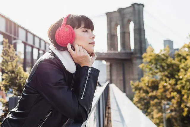 Alt view image 5 of 5 - Sound Huggle Bluetooth Earmuff Headphones, Ruby Red