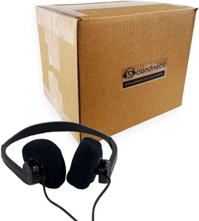 Main image of Soundnetic SN06 Bulk Headphones 100 Pack  Disposable Stereo Limited Use Headphones, Black  Affordable for Schools, Testing, Libraries
