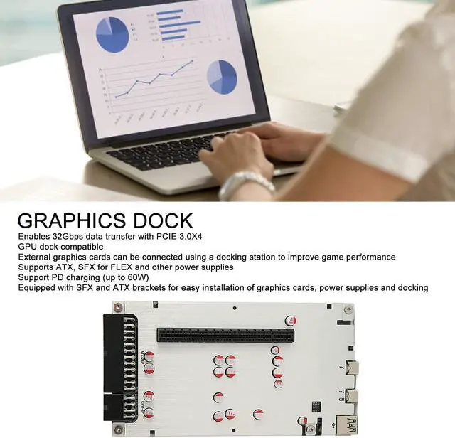 Alt view image 3 of 5 - Tangxi TH3P4G3 Laptop Graphics Docking Station, JHL7440 Chip JHL8 Series PCIE X1 GPU Dock, 40Gbps External Graphics Card with 20V3A 60W PD Charging, ATX SFXFLEX Power Supply