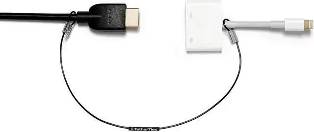 Main image of TetherTies Patented Pre-Assembled Adapter Ties - Anti-Theft Cable Locks for Tools, Dongles, Tethers, Computer adapters. Steel Cable, Security Lock, Easy Installation