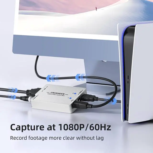 Alt view image 2 of 5 - UNISHEEN USB 3.0 Capture HDMI Video Card, Broadcast Live Stream and Record, HDMI to USB Dongle Full HD 1080P Live Streaming Video Game Grabber Converter