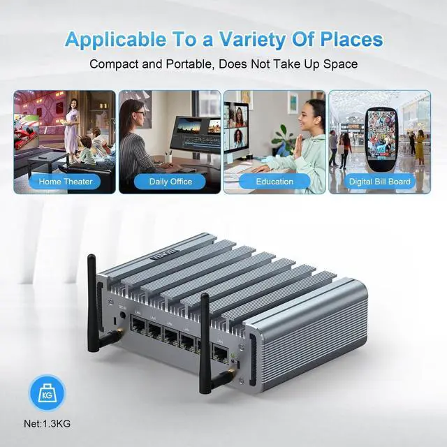 Alt view image 4 of 5 - Firewall Appliance, Mini PC 2.5Gbe 6 Lan Port, Micro Router PC, i225 NICs, Celeron J4125, 8GB DDR4 RAM 128GB SSD, HD-MI, RS232 COM, Wifi, Small Case, Auto Power On, Windows 10 / Firewall Software