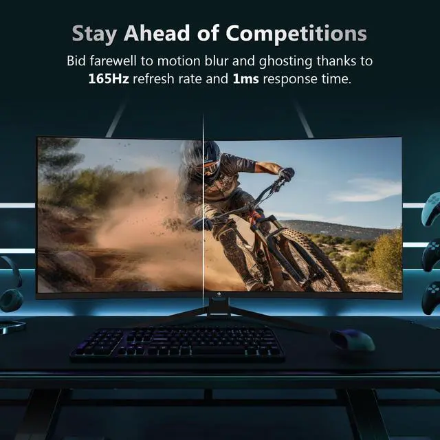 Alt view image 2 of 5 - Z-Edge 34" Curved Gaming Monitor, WQHD 1440P 165Hz 144Hz PC Monitor, MPRT 1ms, 21:9 Aspect Ratio, 1500R, 16.7M Colors, 3000:1 Contrast, UG34 Frameless Bezel, 2X DP 1.4 Ports and 2X HDMI 2.0 Port