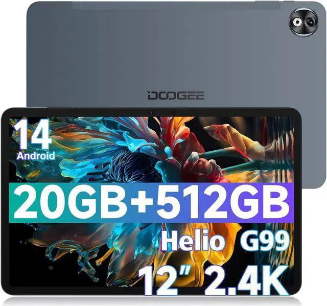 Main image of DOOGEE T40 PRO 12 Inch Android 14 Tablet, 10800mAh, 2.4K Gaming Tablet, Helio G99, 20GB RAM + 512GB ROM (2TB TF), Ultra-Slim 7.6mm, Dual SIM 4G, Dual-Band WiFi, Face Unlock, BT5.0, GPS, OTG, Gray