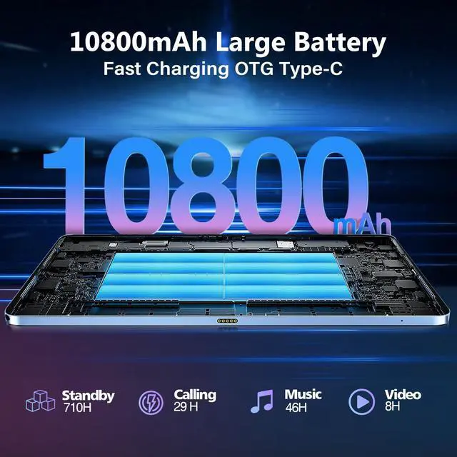 Alt view image 5 of 5 - DOOGEE T40 PRO 12 Inch Android 14 Tablet, 10800mAh, 2.4K Gaming Tablet, Helio G99, 20GB RAM + 512GB ROM (2TB TF), Ultra-Slim 7.6mm, Dual SIM 4G, Dual-Band WiFi, Face Unlock, BT5.0, GPS, OTG, Gray