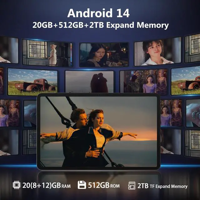 Alt view image 2 of 5 - DOOGEE T40 PRO 12 Inch Android 14 Tablet, 10800mAh, 2.4K Gaming Tablet, Helio G99, 20GB RAM + 512GB ROM (2TB TF), Ultra-Slim 7.6mm, Dual SIM 4G, Dual-Band WiFi, Face Unlock, BT5.0, GPS, OTG, Gray